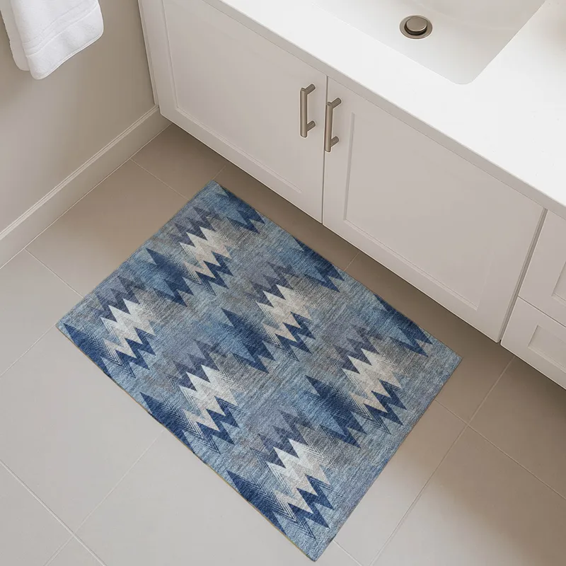 Luxury Washable Soft Essentials Denim 1\'8\" x 2\'6\" Rug