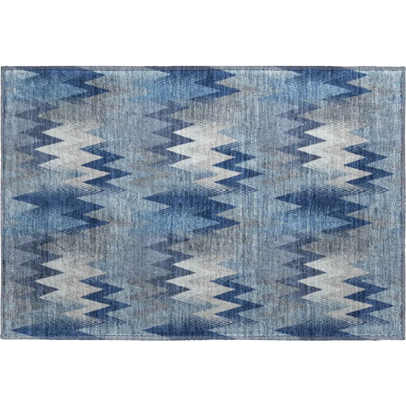 Luxury Washable Soft Essentials Denim 1\'8\" x 2\'6\" Rug