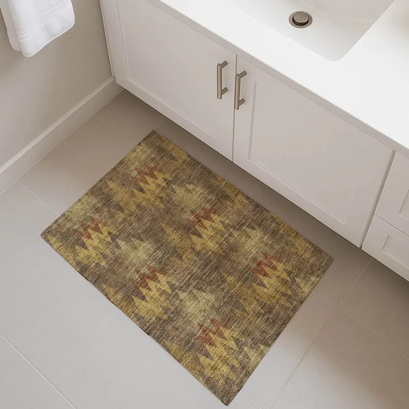 Luxury Washable Soft Essentials Earth 1\'8\" x 2\'6\" Rug