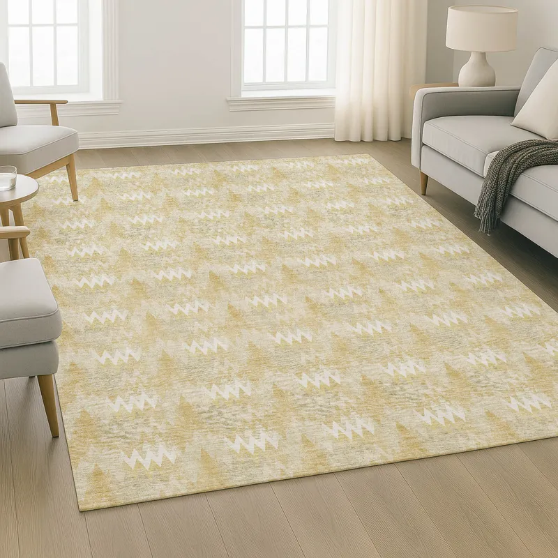 Luxury Washable Soft Essentials Gold 5\' x 7\'6\" Rug
