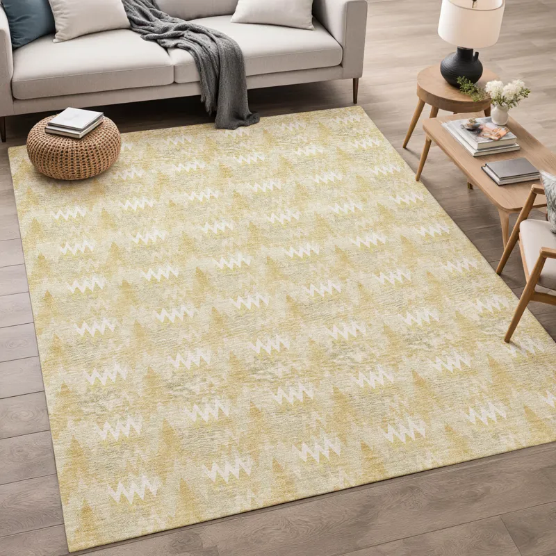 Luxury Washable Soft Essentials Gold 5\' x 7\'6\" Rug