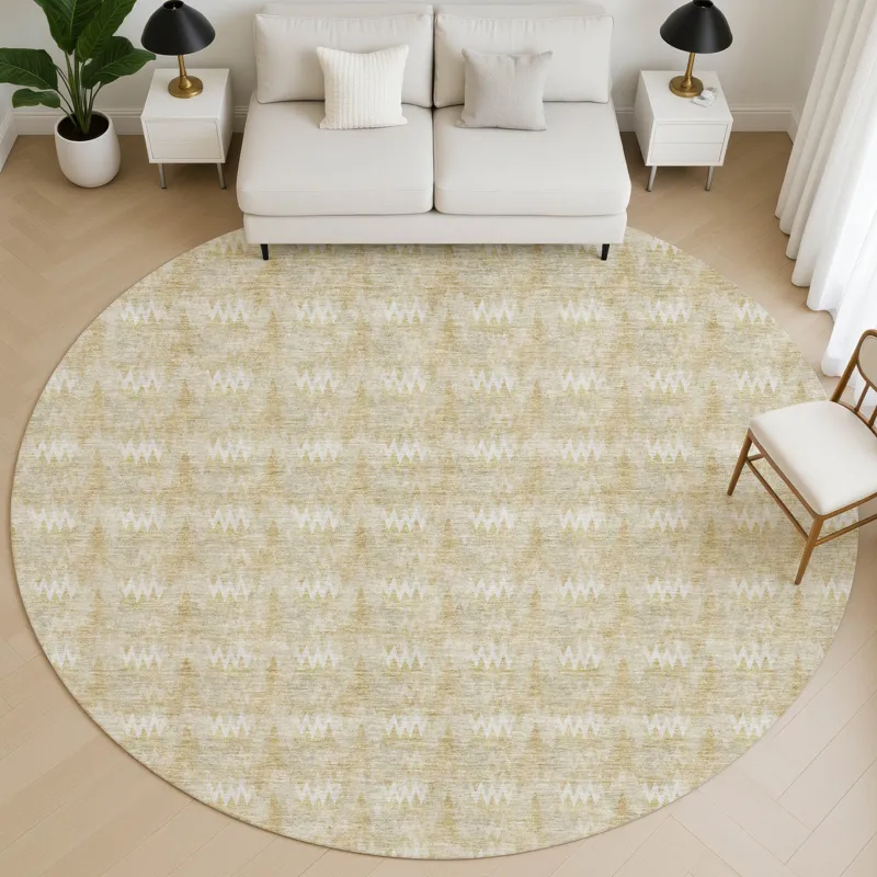 Luxury Washable Soft Essentials Gold 8\' x 8\' Round Rug