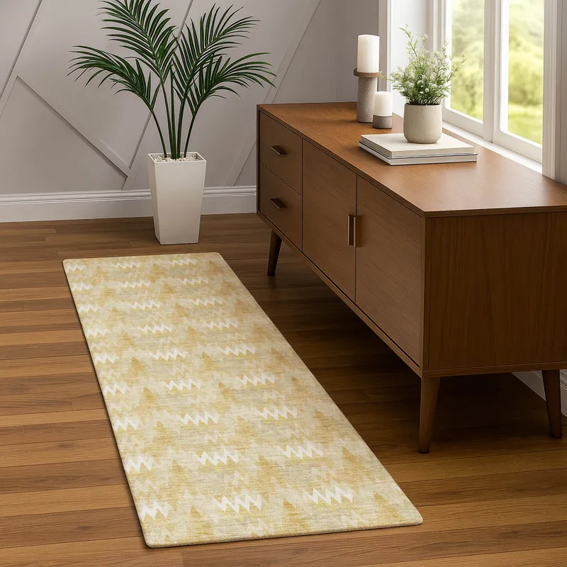 Luxury Washable Soft Essentials Gold 2\'3\" x 7\'6\" Runner Rug