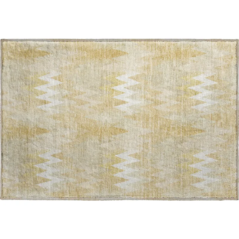 Luxury Washable Soft Essentials Gold 1\'8\" x 2\'6\" Rug
