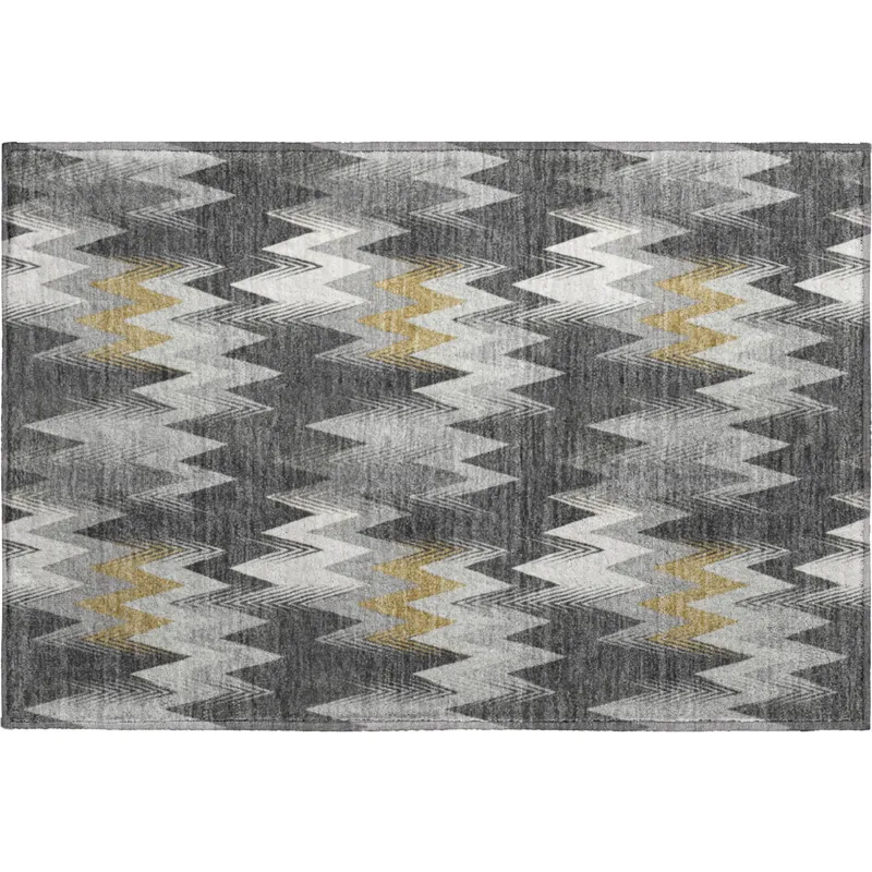 Luxury Washable Soft Essentials Graphite 1\'8\" x 2\'6\" Rug