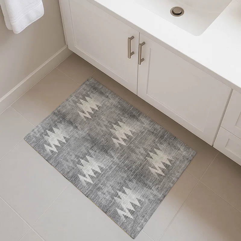 Luxury Washable Soft Essentials Gray 1\'8\" x 2\'6\" Rug