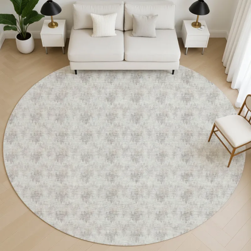Luxury Washable Soft Essentials Linen 8\' x 8\' Round Rug