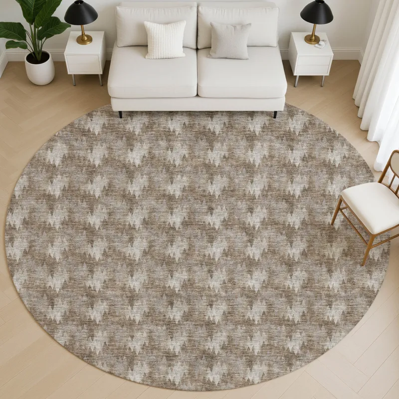 Luxury Washable Soft Essentials Mocha 8\' x 8\' Round Rug
