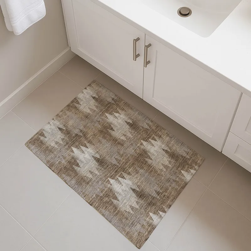 Luxury Washable Soft Essentials Mocha 1\'8\" x 2\'6\" Rug