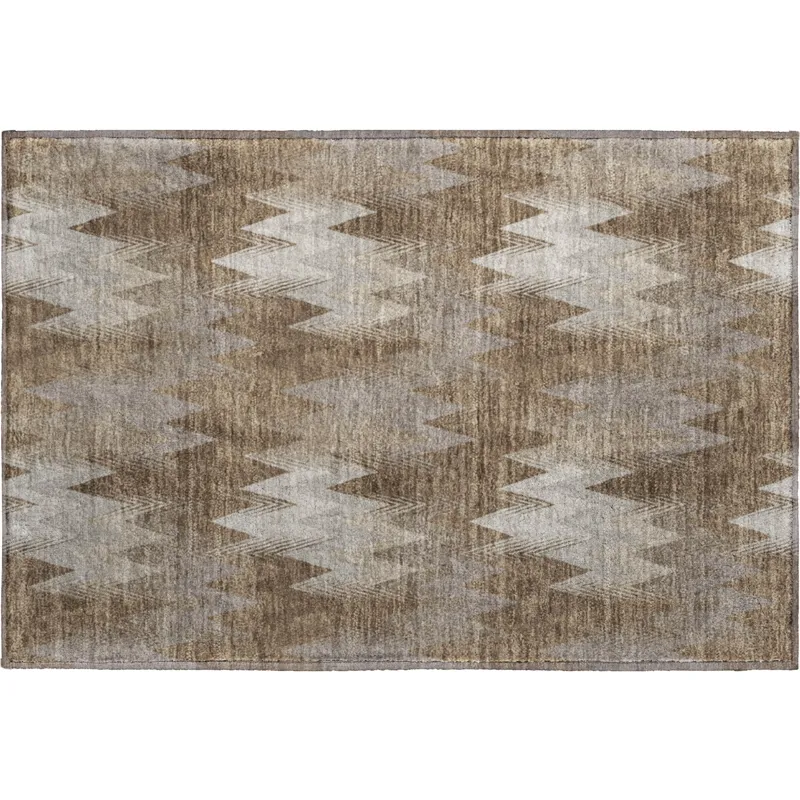 Luxury Washable Soft Essentials Mocha 1\'8\" x 2\'6\" Rug