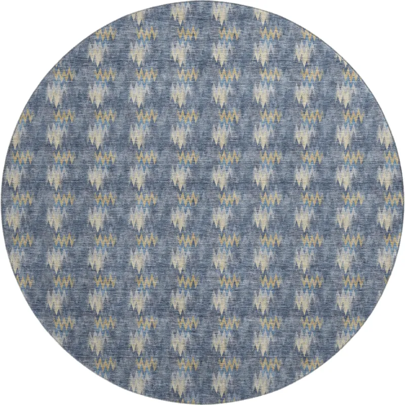 Luxury Washable Soft Essentials Navy 8\' x 8\' Round Rug