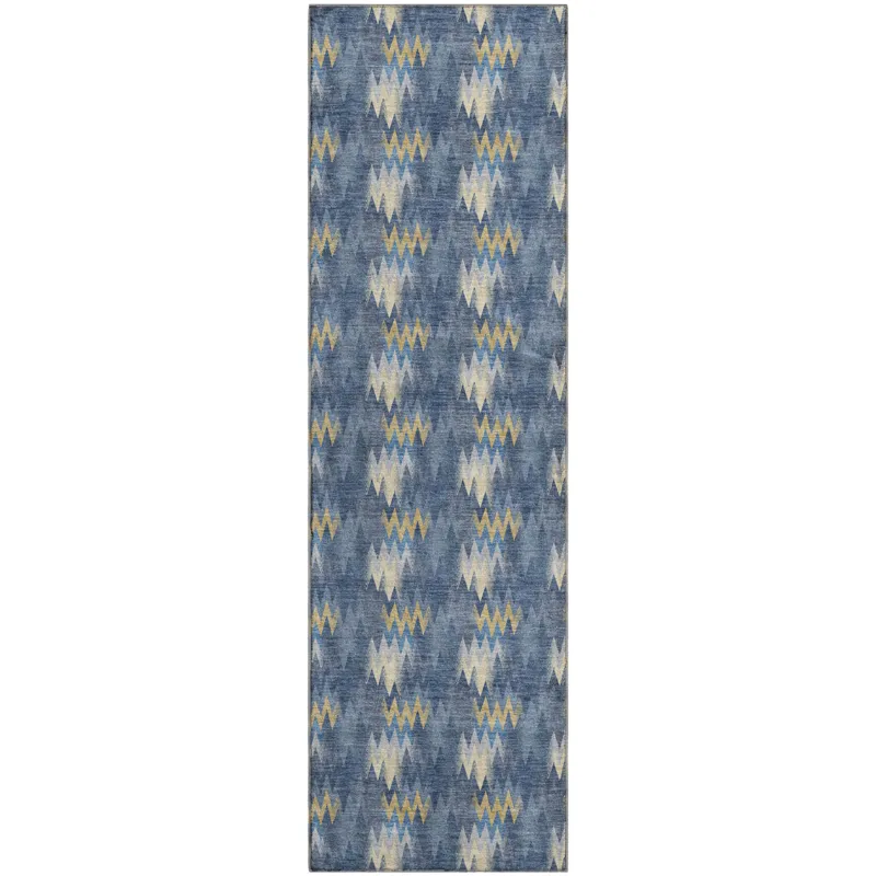 Luxury Washable Soft Essentials Navy 2\'3\" x 7\'6\" Runner Rug