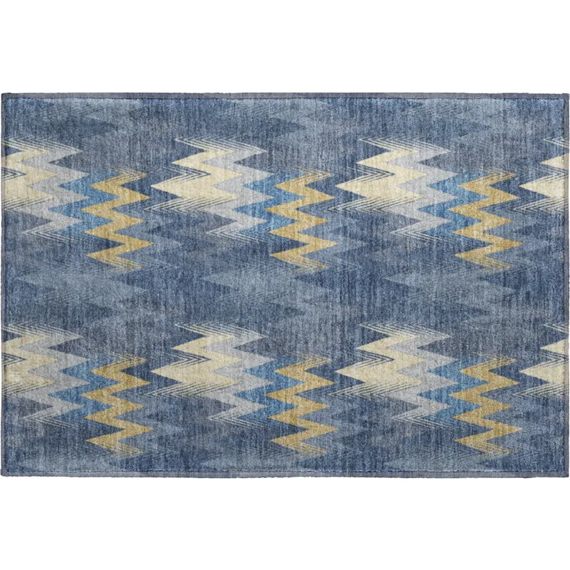 Luxury Washable Soft Essentials Navy 1\'8\" x 2\'6\" Rug