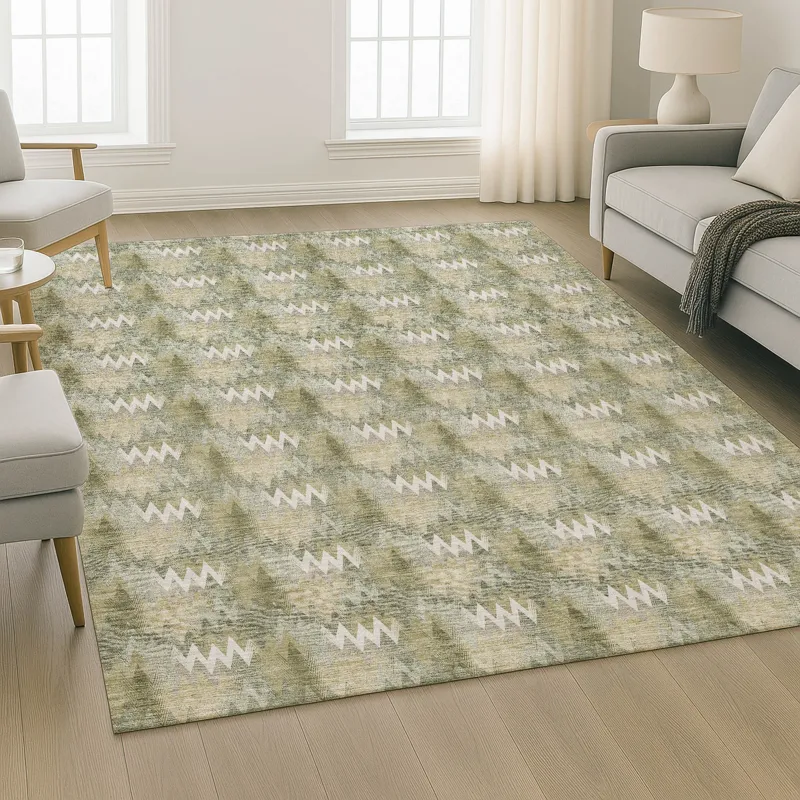 Luxury Washable Soft Essentials Olive 8\' x 10\' Rug