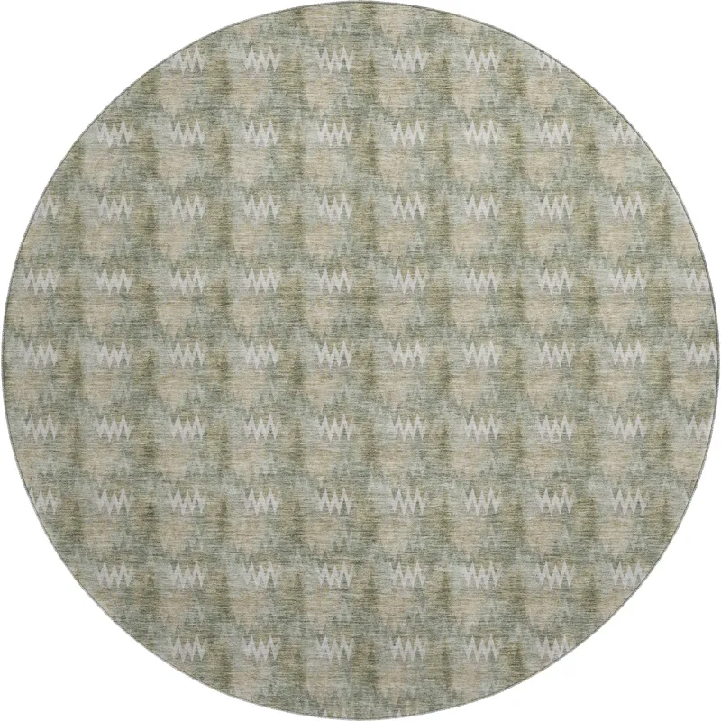 Luxury Washable Soft Essentials Olive 8\' x 8\' Round Rug