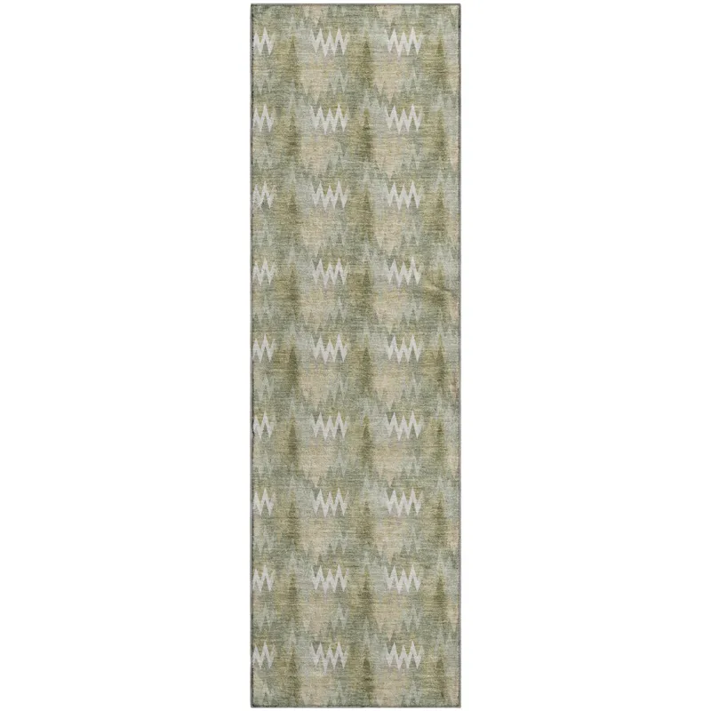 Luxury Washable Soft Essentials Olive 2\'3\" x 7\'6\" Runner Rug