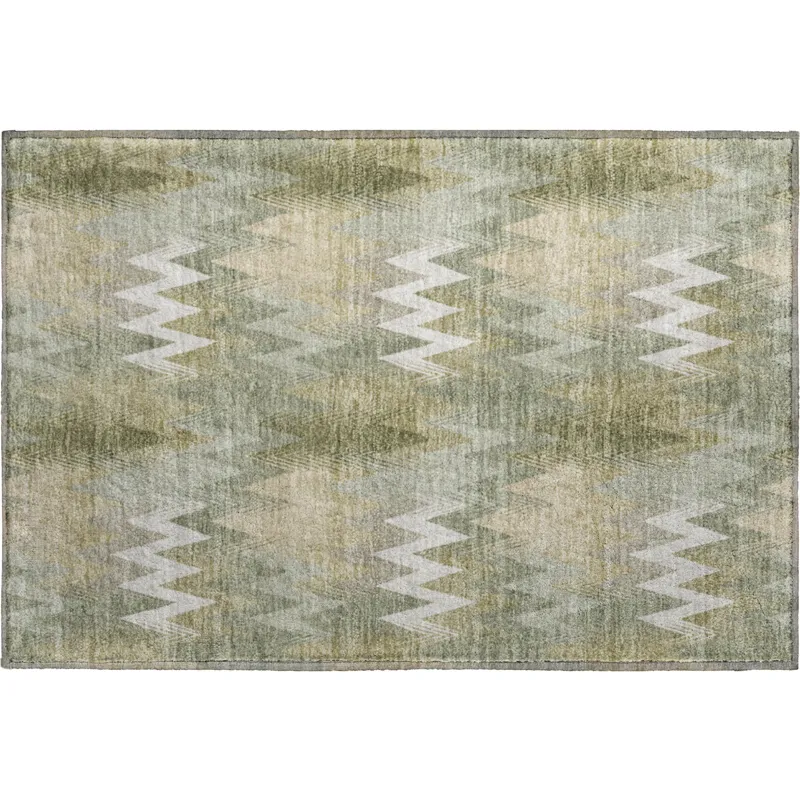 Luxury Washable Soft Essentials Olive 1\'8\" x 2\'6\" Rug