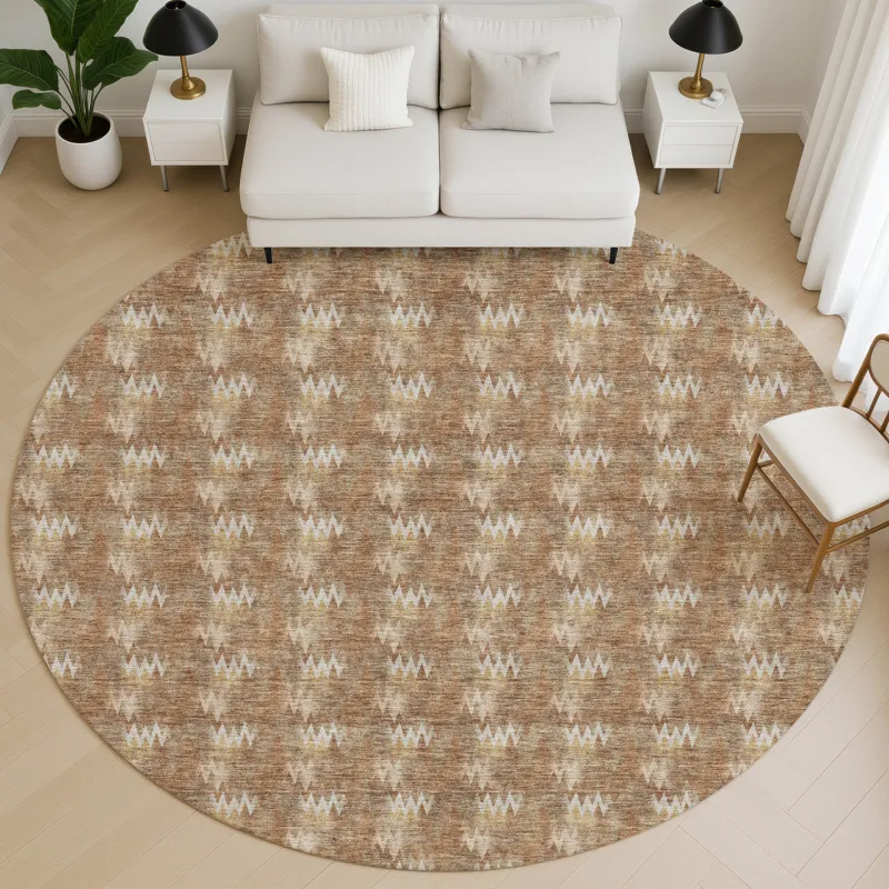 Luxury Washable Soft Essentials Paprika 8\' x 8\' Round Rug