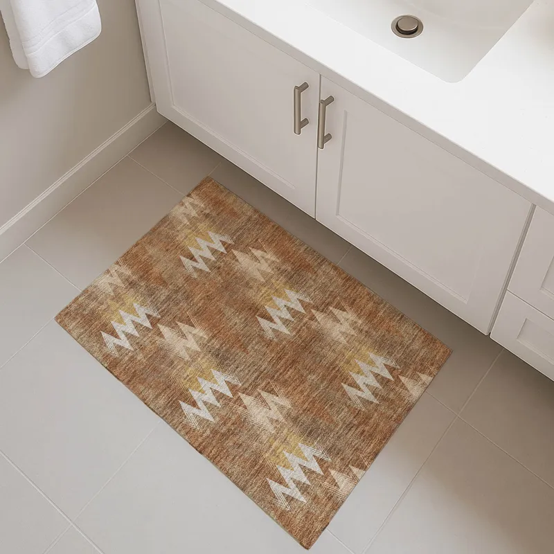 Luxury Washable Soft Essentials Paprika 1\'8\" x 2\'6\" Rug