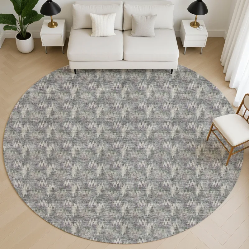Luxury Washable Soft Essentials Pewter 8\' x 8\' Round Rug
