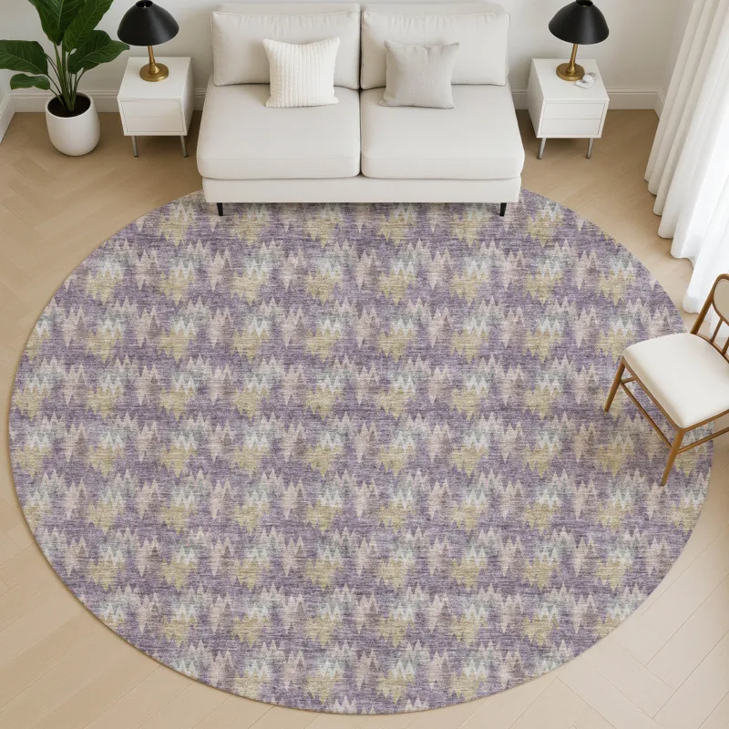 Luxury Washable Soft Essentials Plum 8\' x 8\' Round Rug