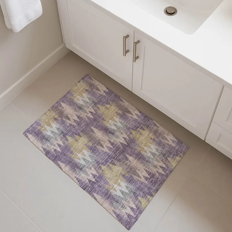 Luxury Washable Soft Essentials Plum 1\'8\" x 2\'6\" Rug