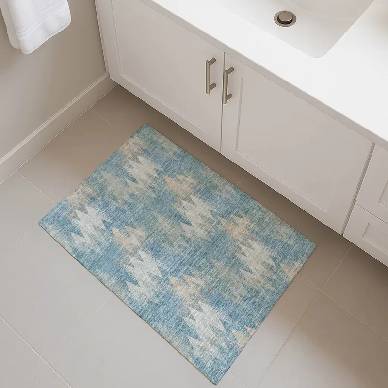 Luxury Washable Soft Essentials Teal 1\'8\" x 2\'6\" Rug