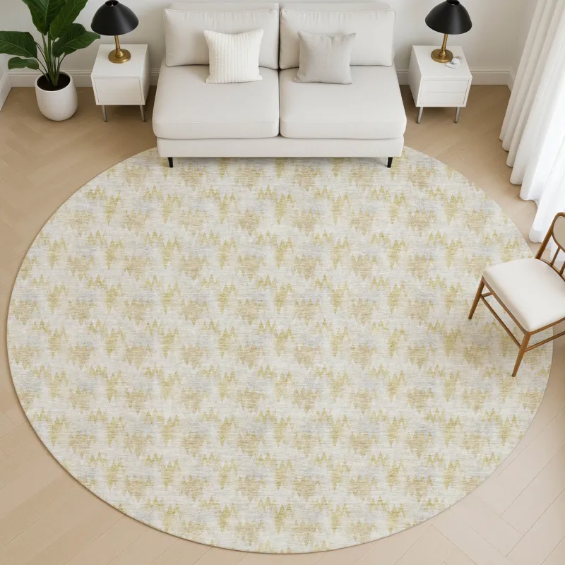 Luxury Washable Soft Essentials Wheat 8\' x 8\' Round Rug