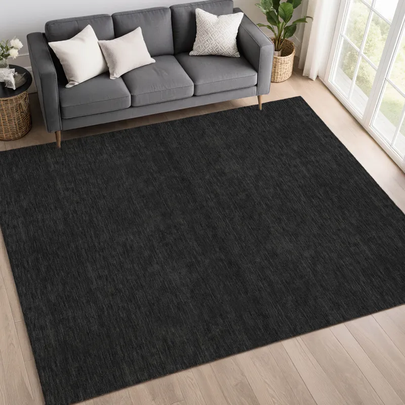 Luxury Washable Soft Essentials Black 10\' x 14\' Rug