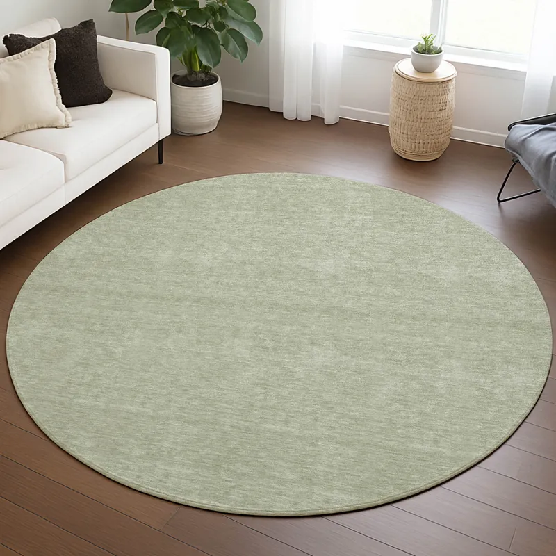 Luxury Washable Soft Essentials Celery 8\' x 8\' Round Rug