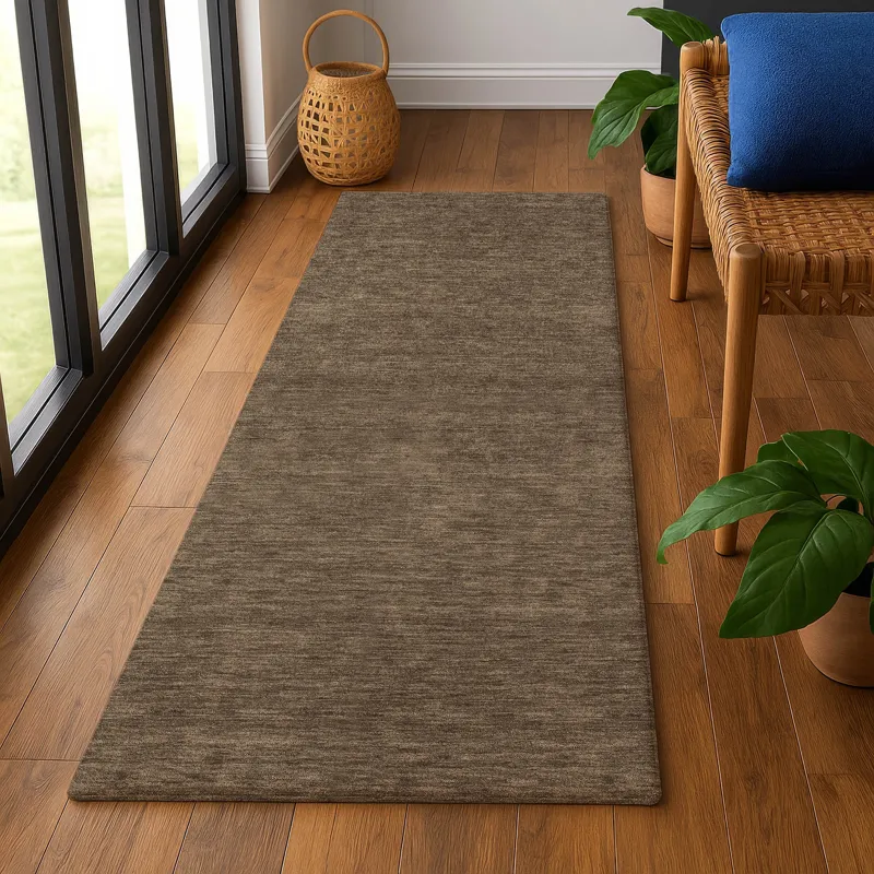 Luxury Washable Soft Essentials Chocolate 2\'3\" x 7\'6\" Runner Rug