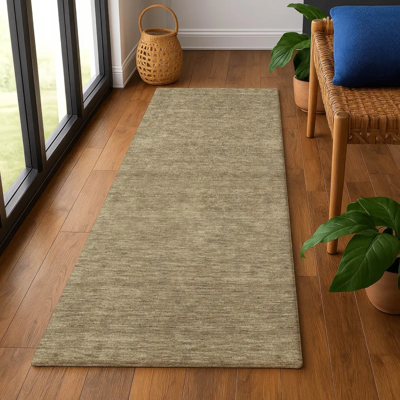 Luxury Washable Soft Essentials Coffee 2\'3\" x 7\'6\" Runner Rug