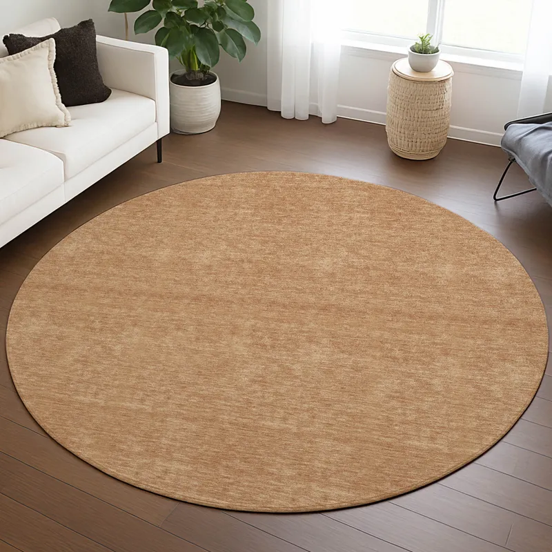 Luxury Washable Soft Essentials Copper 8\' x 8\' Round Rug