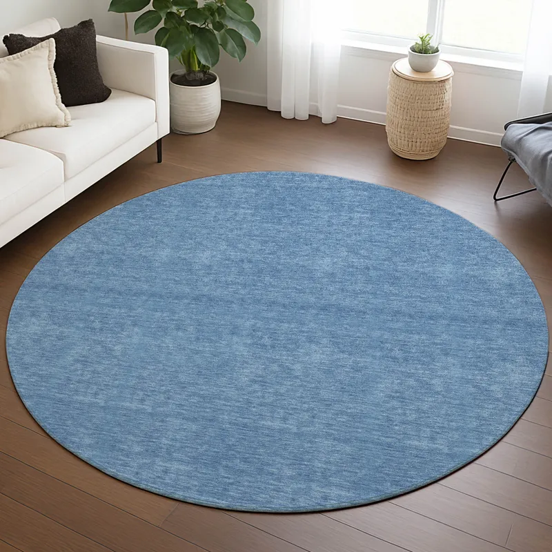 Luxury Washable Soft Essentials Denim 8\' x 8\' Round Rug