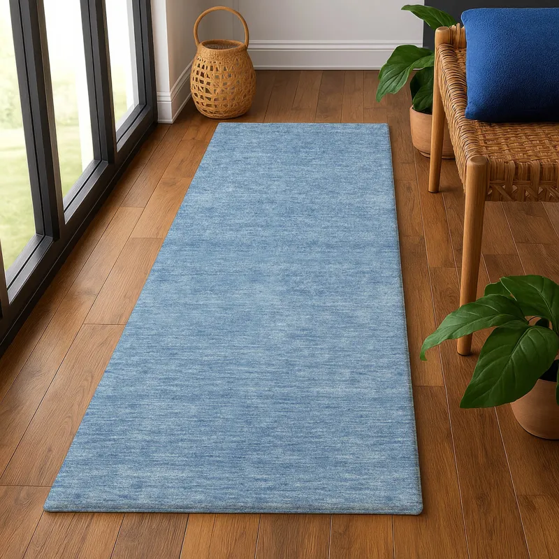 Luxury Washable Soft Essentials Denim 2\'3\" x 7\'6\" Runner Rug