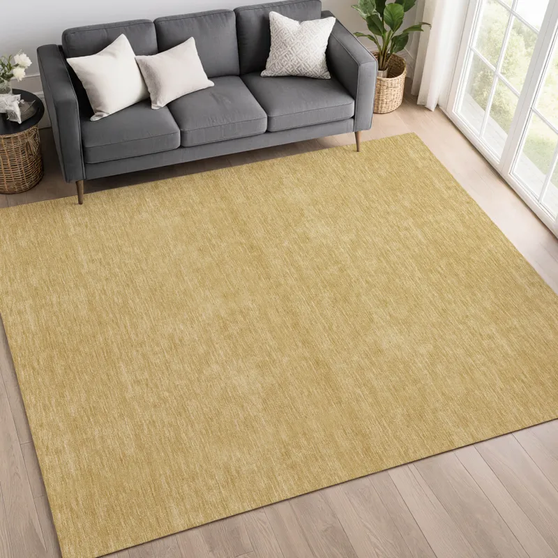 Luxury Washable Soft Essentials Gold 2\'6\" x 3\'10\" Rug