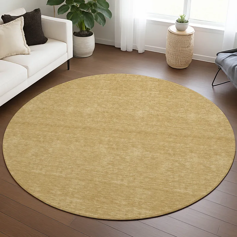 Luxury Washable Soft Essentials Gold 8\' x 8\' Round Rug