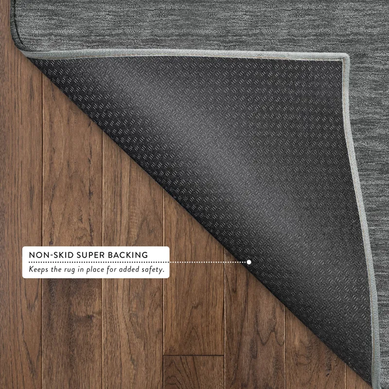 Luxury Washable Soft Essentials Graphite 1\'8\" x 2\'6\" Rug