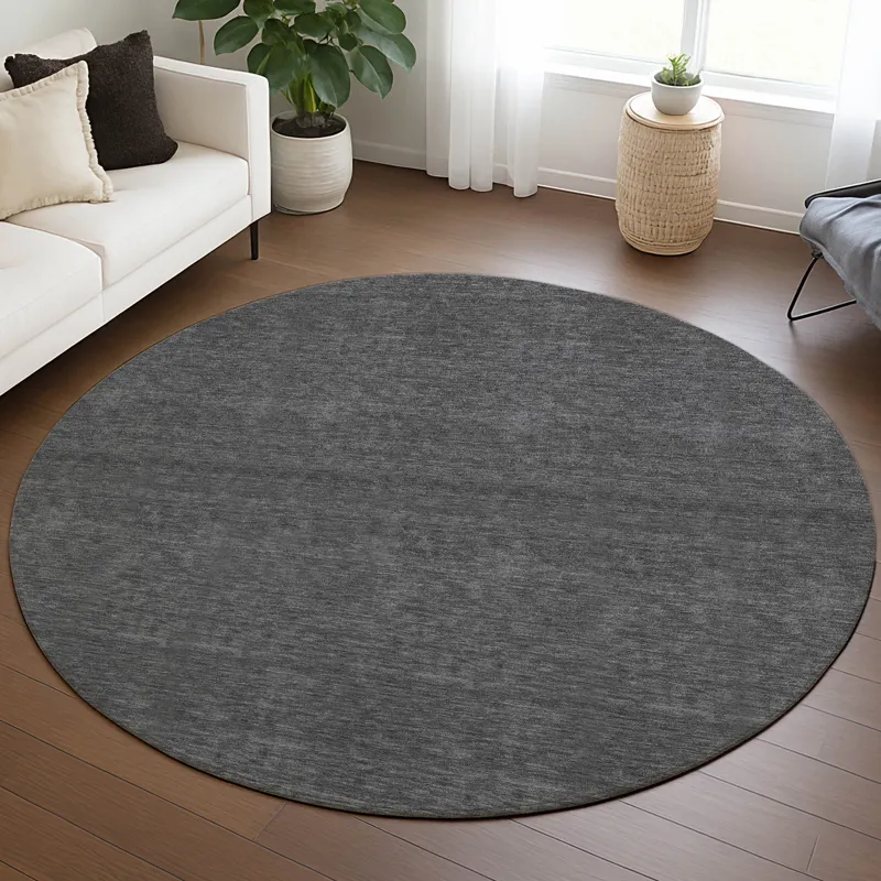 Luxury Washable Soft Essentials Graphite 8\' x 8\' Round Rug
