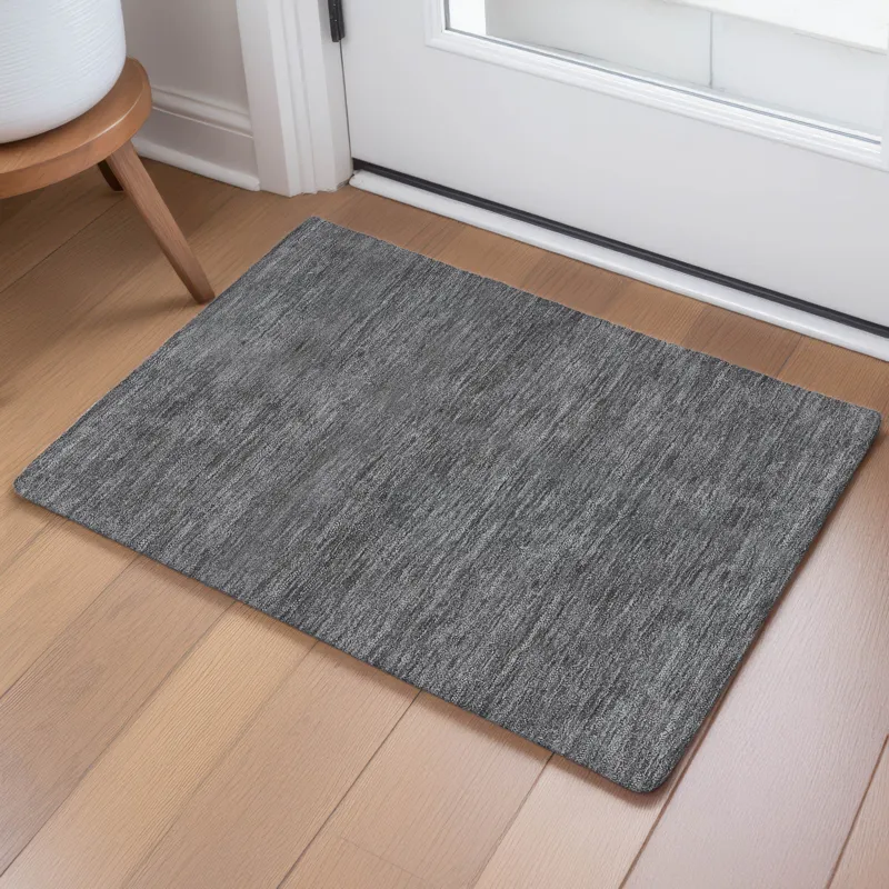 Luxury Washable Soft Essentials Graphite 1\'8\" x 2\'6\" Rug