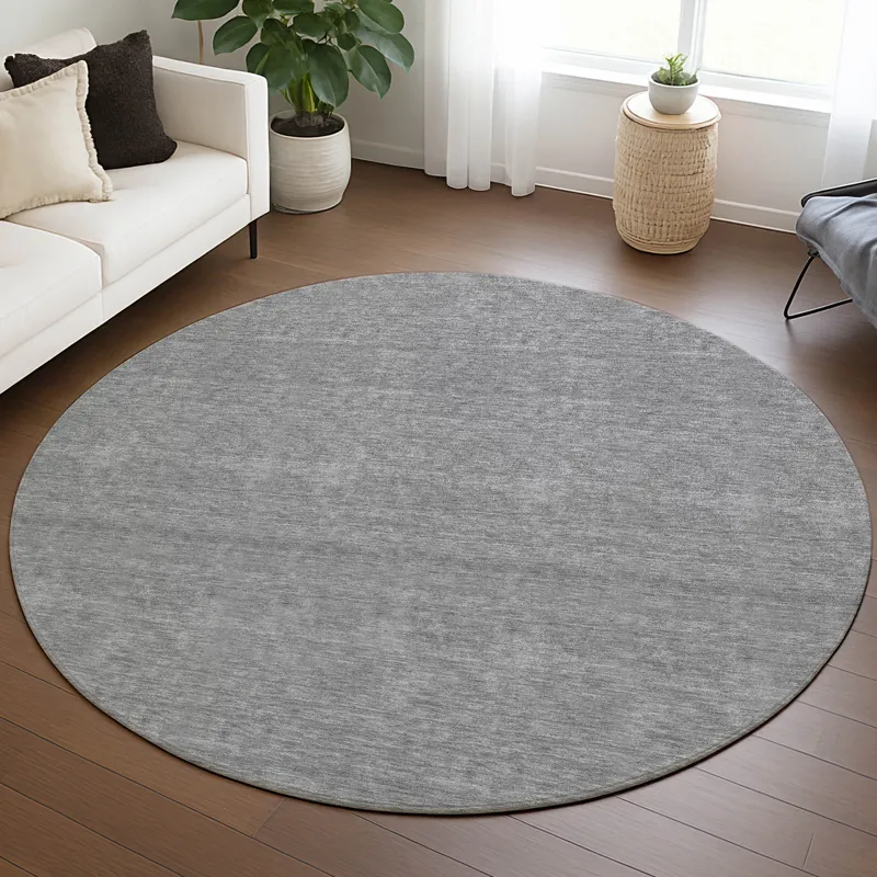 Luxury Washable Soft Essentials Gray 8\' x 8\' Round Rug