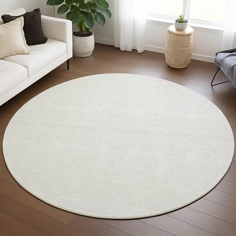 Luxury Washable Soft Essentials Ivory 8\' x 8\' Round Rug