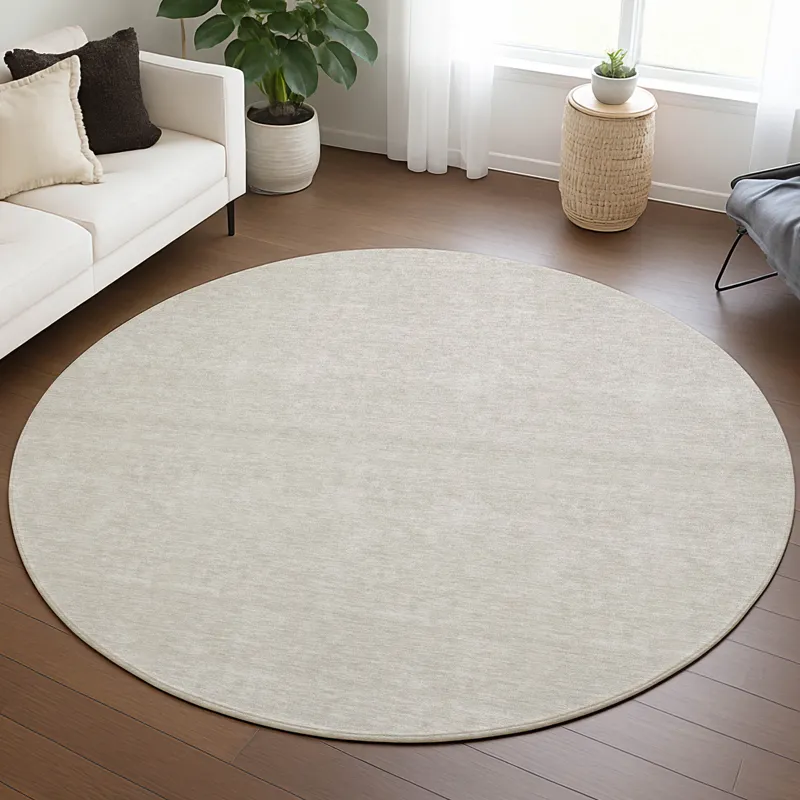 Luxury Washable Soft Essentials Linen 8\' x 8\' Round Rug