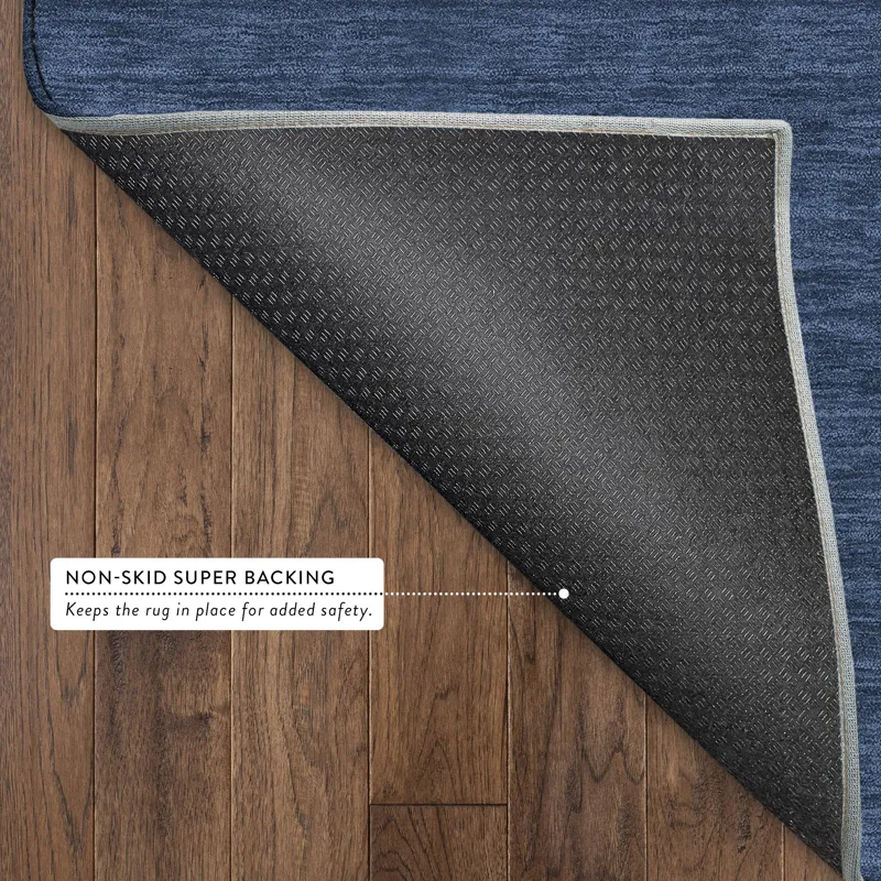Luxury Washable Soft Essentials Navy 1\'8\" x 2\'6\" Rug