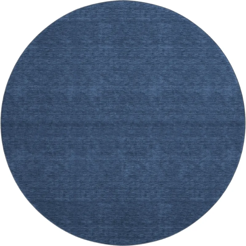 Luxury Washable Soft Essentials Navy 8\' x 8\' Round Rug