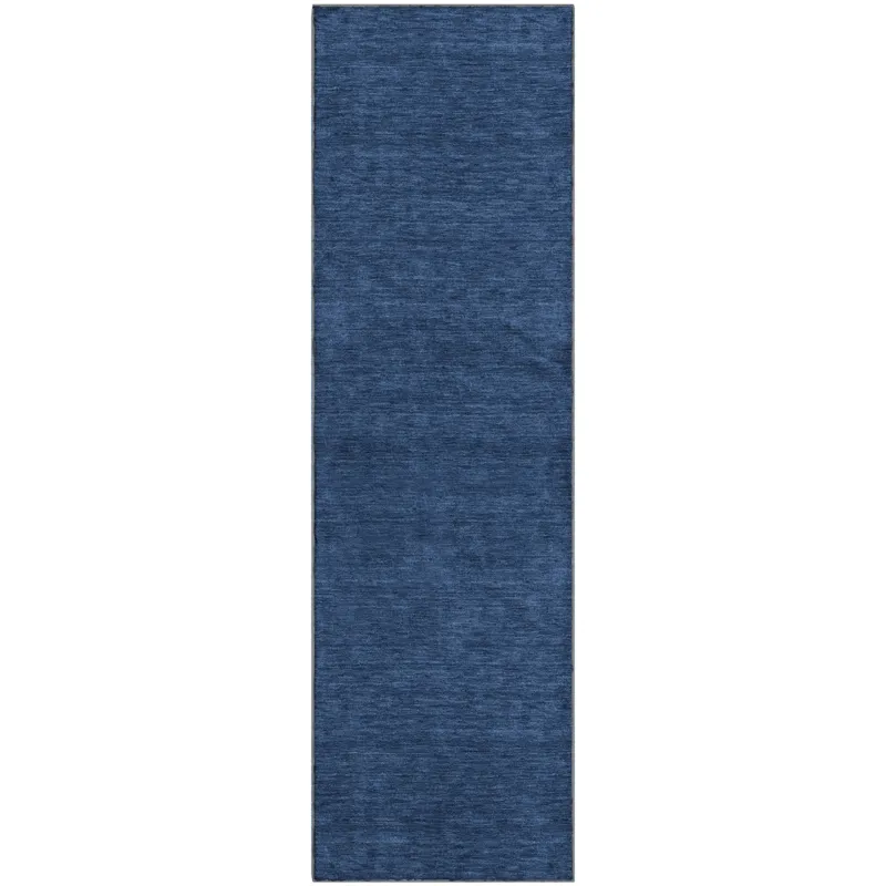 Luxury Washable Soft Essentials Navy 2\'3\" x 7\'6\" Runner Rug