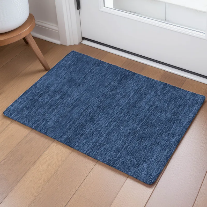Luxury Washable Soft Essentials Navy 1\'8\" x 2\'6\" Rug