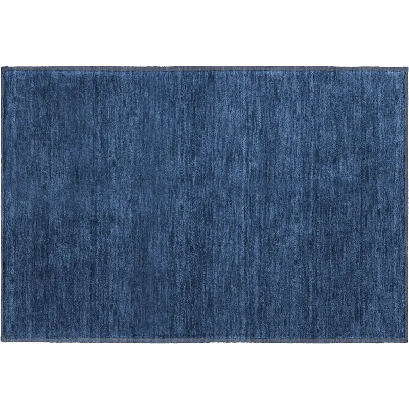 Luxury Washable Soft Essentials Navy 1\'8\" x 2\'6\" Rug