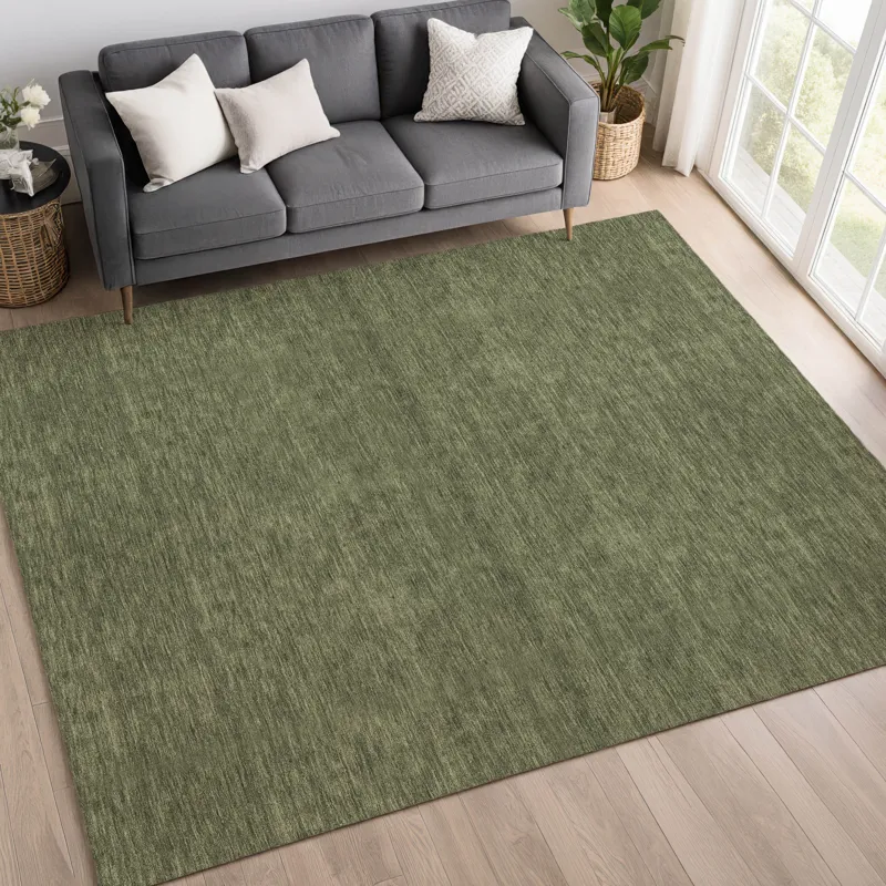 Luxury Washable Soft Essentials Olive 3\' x 5\' Rug