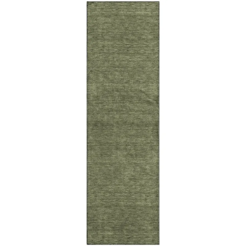 Luxury Washable Soft Essentials Olive 2\'3\" x 7\'6\" Runner Rug